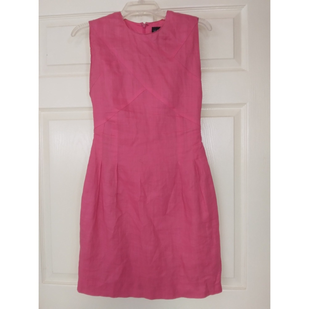 Vintage Le Crillion Paris New York 100% Linen Pink Sheath Dress Sleeveless Sz 6